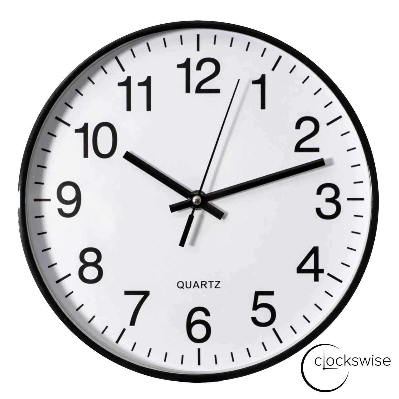 Clockswise Black Analog Clock – Silent, Non-Ticking for Wall, Office Desk, Table and Shelf, Battery-Operated Perfect for Home Office, Farmhouse Kitchen Decor, Bathroom, School and Bedroom Decor